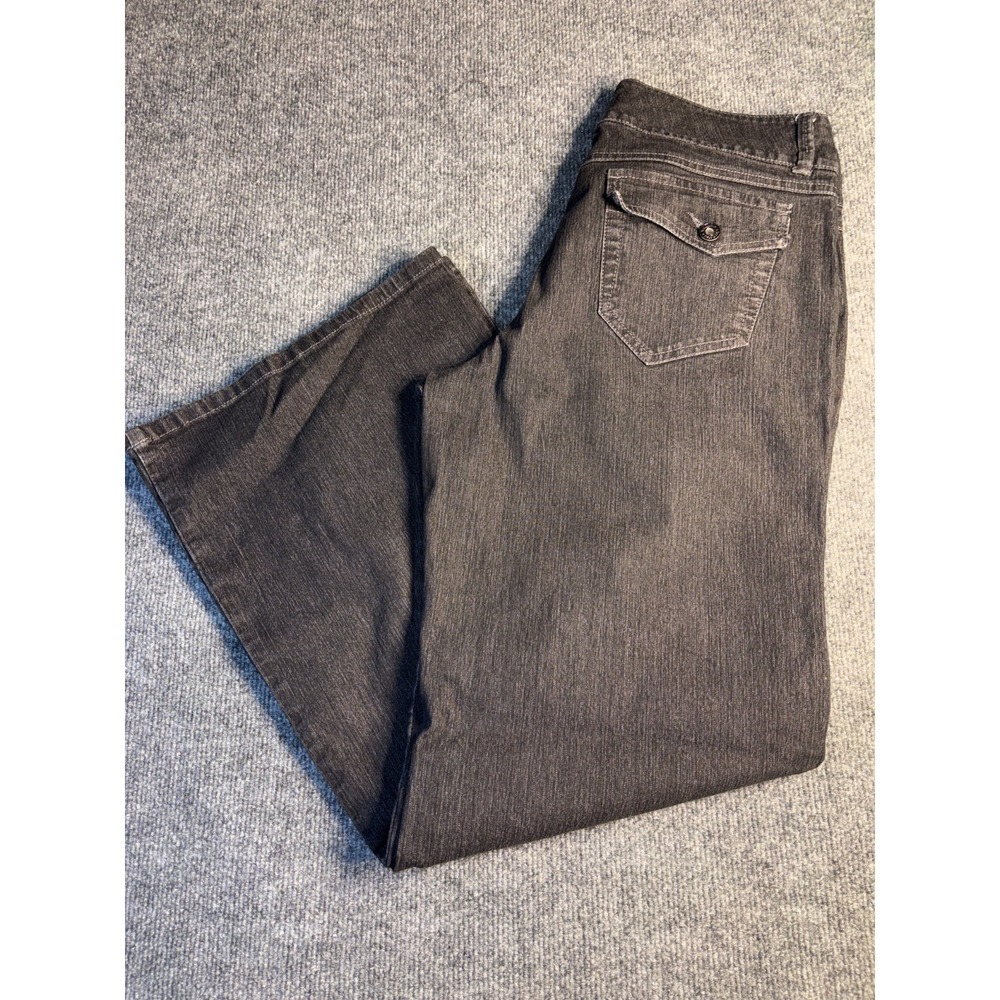 Jeanstar Premium Wide Leg Jeans Womens 12 Black Denim‎ Flap Pocket 2 Button Fly